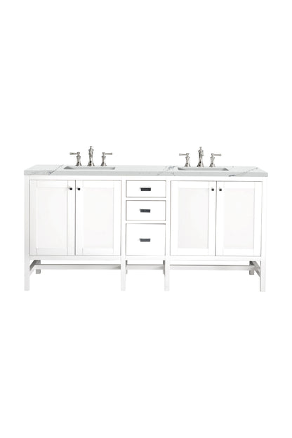 Addison 72" Double Vanity, Glossy White w/ 3 CM Ethereal Noctis Top