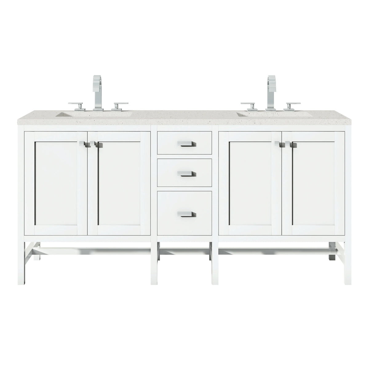 Addison 72" Double Vanity, Glossy White w/ 3 CM Lime Delight Silestone Top