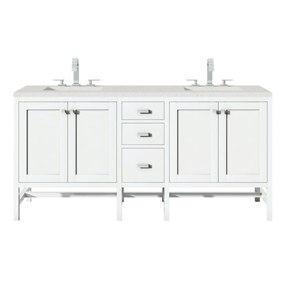 Addison 72" Double Vanity, Glossy White w/ 3 CM Lime Delight Silestone Top