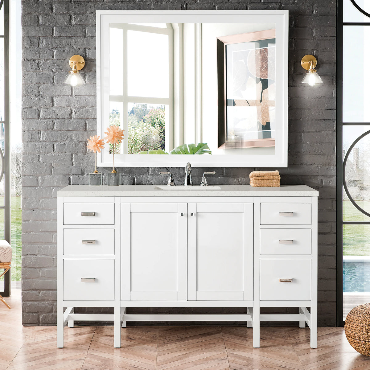 Addison 72" Double Vanity, Glossy White w/ 3 CM Lime Delight Silestone Top, view 2