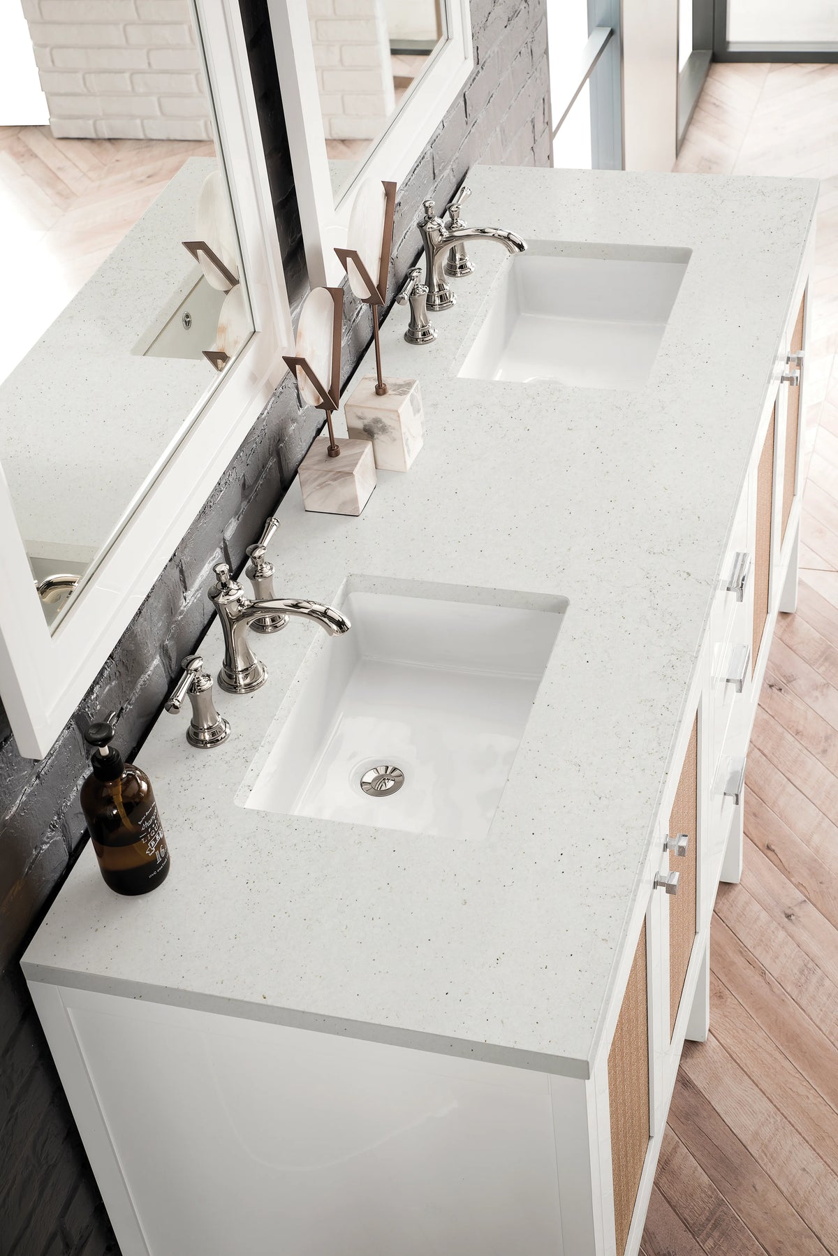 Addison 72" Double Vanity, Glossy White w/ 3 CM Lime Delight Silestone Top, view 5