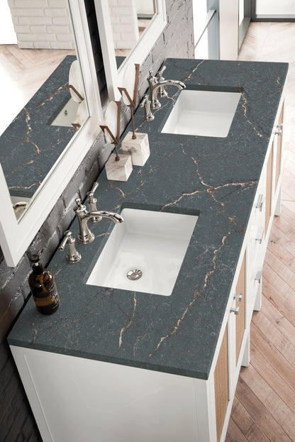 Addison 72" Double Vanity, Glossy White w/ 3 CM Parisien Bleu Silestone Top, view 5