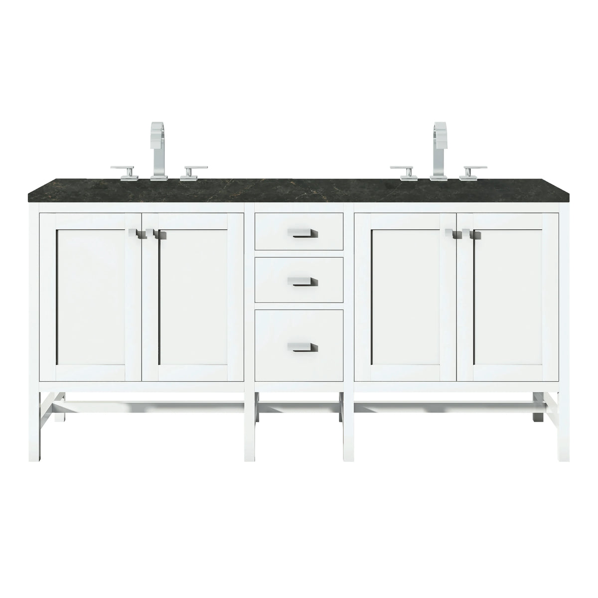 Addison 72" Double Vanity, Glossy White, w/ 3 CM Phantome Eclos Top