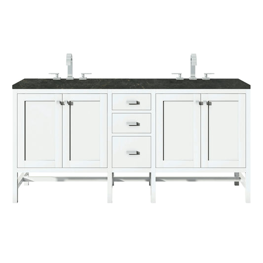 Addison 72" Double Vanity, Glossy White, w/ 3 CM Phantome Eclos Top