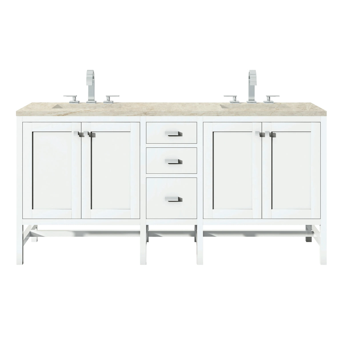Addison 72" Double Vanity, Glossy White, w/ 3 CM Tajnar Eclos Top