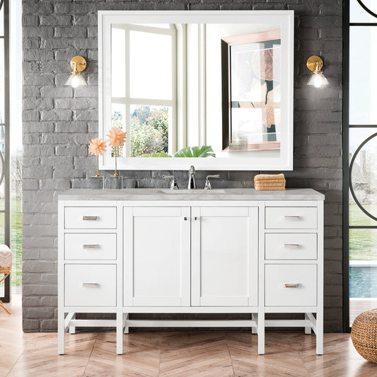 Addison 72" Double Vanity, Glossy White w/ 3 CM Victorian Silver Silestone Top, view 2