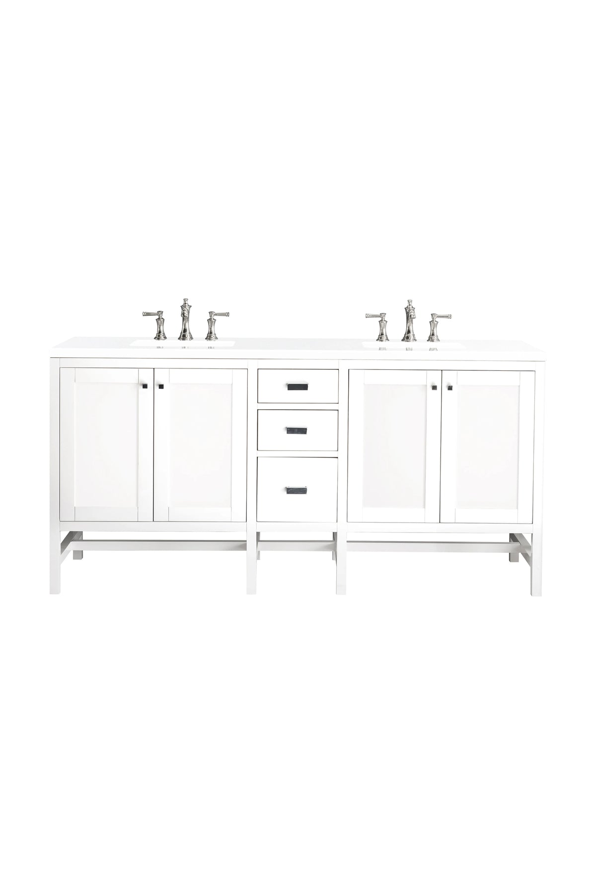 Addison 72" Double Vanity, Glossy White w/ 3 CM White Zeus Silestone Top