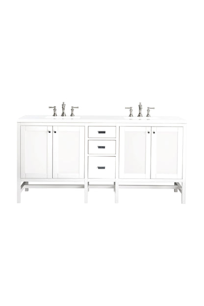 Addison 72" Double Vanity, Glossy White w/ 3 CM White Zeus Silestone Top
