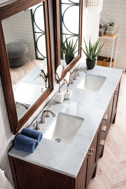 Addison 72" Double Vanity, Mid-Century Acacia w/ 3 CM Carrara White Top, view 5