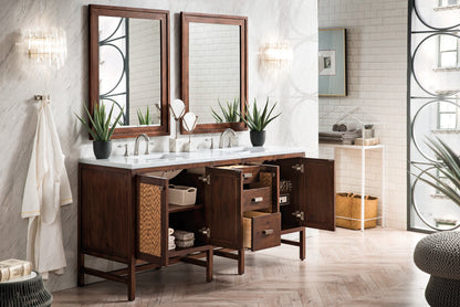 Addison 72" Double Vanity, Mid-Century Acacia w/ 3 CM Carrara White Top, view 8