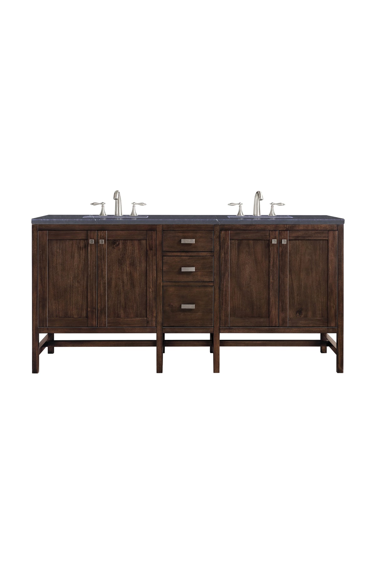 Addison 72" Double Vanity, Mid-Century Acacia w/ 3 CM Charcoal Soapstone Silestone Top