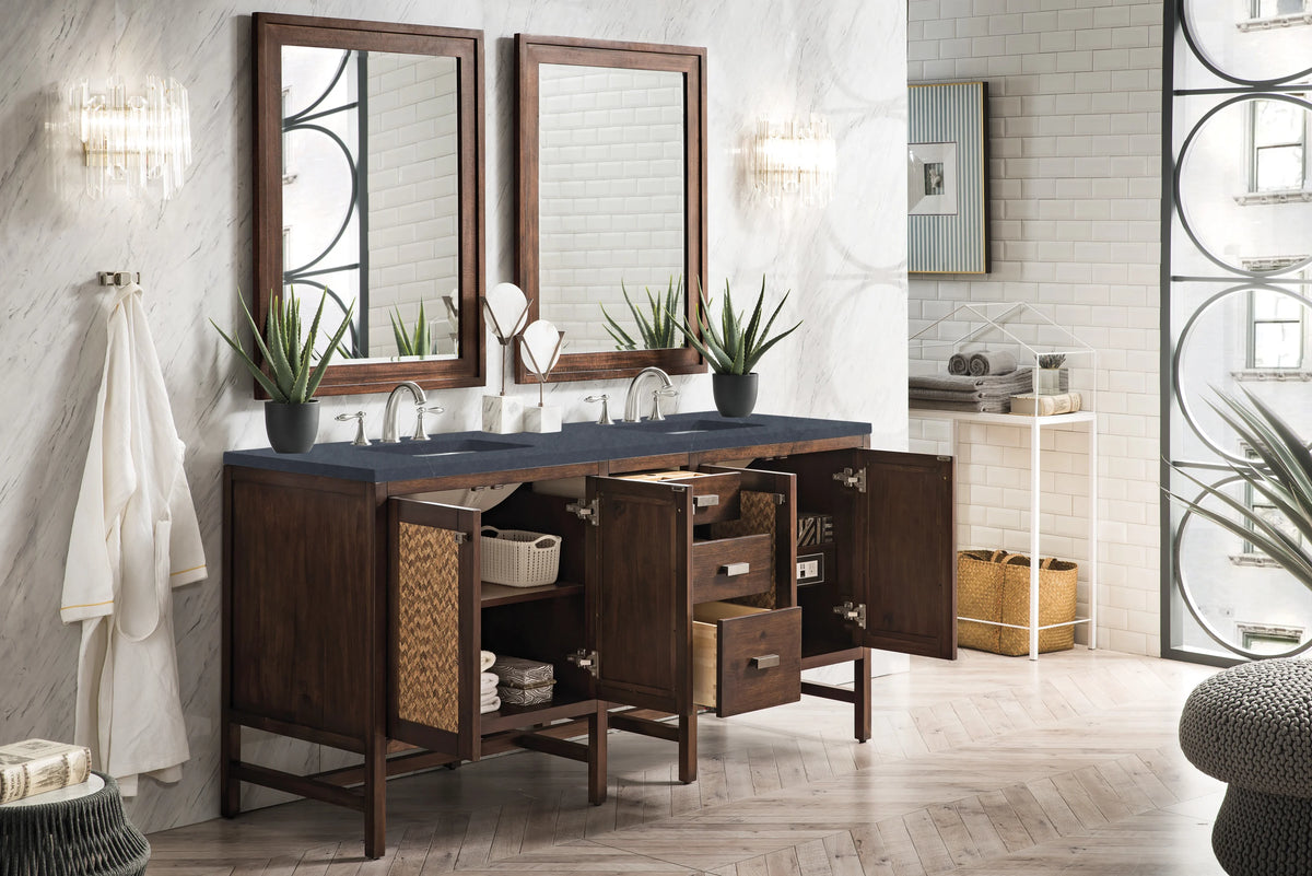 Addison 72" Double Vanity, Mid-Century Acacia w/ 3 CM Charcoal Soapstone Silestone Top, view 4