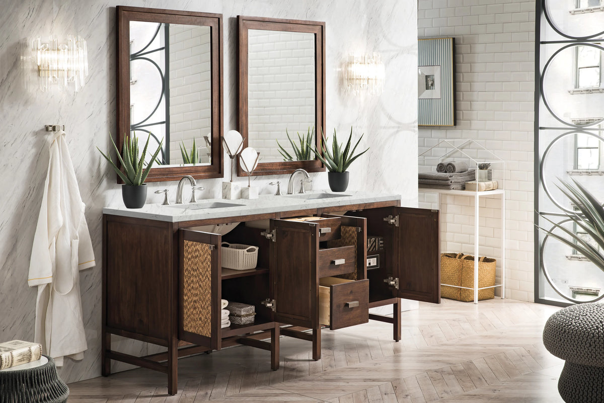 Addison 72" Double Vanity, Mid-Century Acacia w/ 3 CM Eternal Jasmine Pearl Silestone Top, view 4