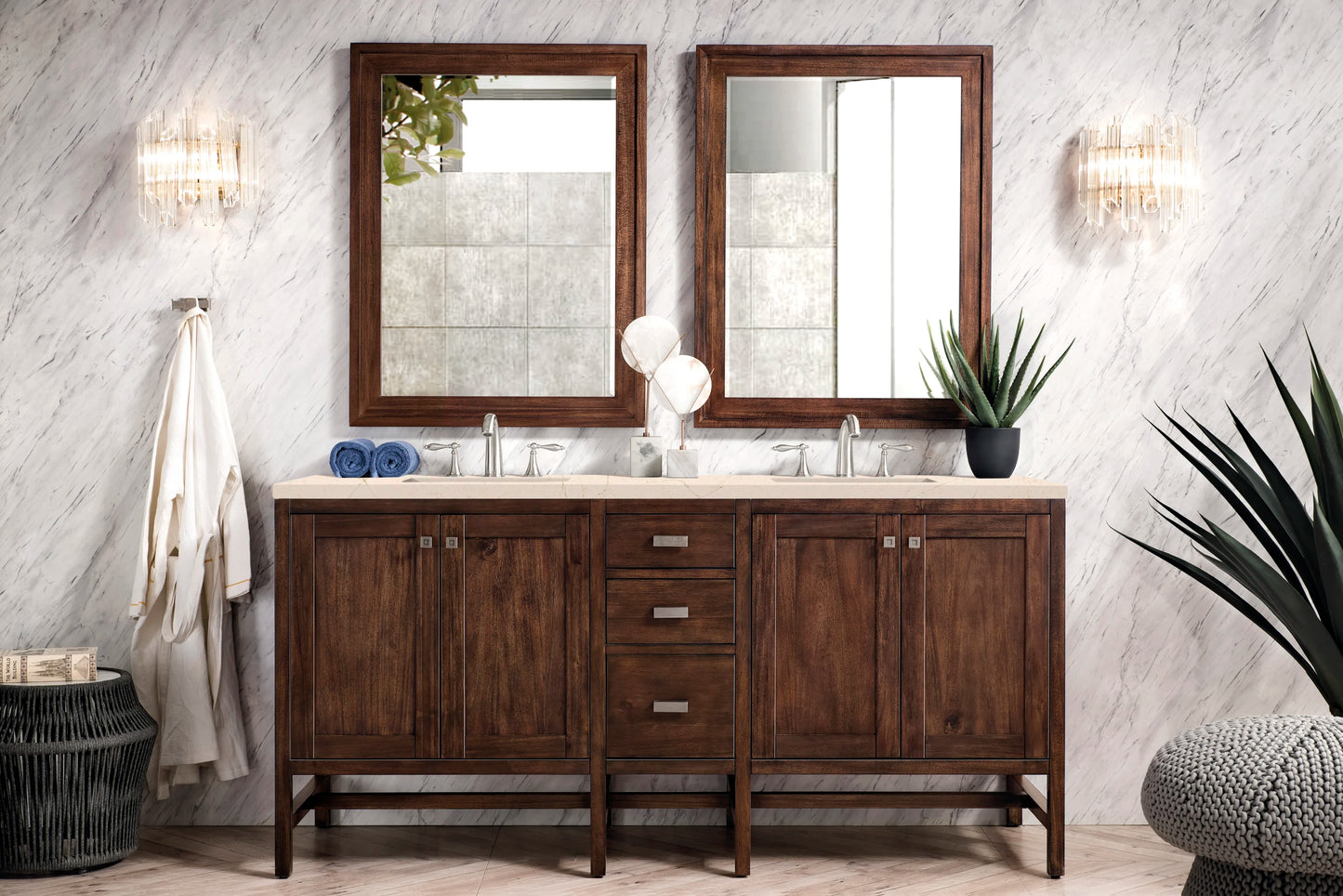 Renovate for Less Atlanta Addison 72" Double Vanity, Mid-Century Acacia w/ 3 CM Eternal Marfil Silestone Top, view 2