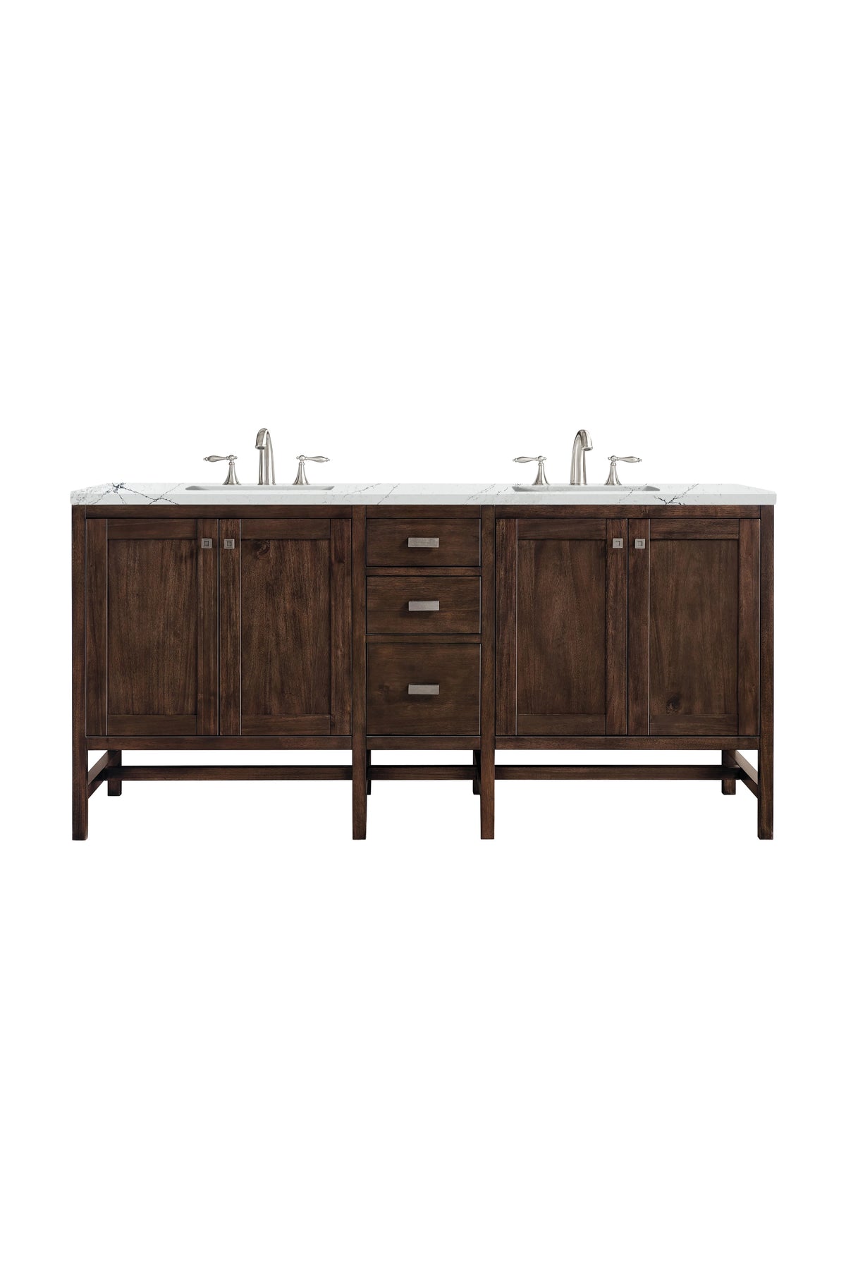 Addison 72" Double Vanity, Mid-Century Acacia w/ 3 CM Ethereal Noctis Silestone Top
