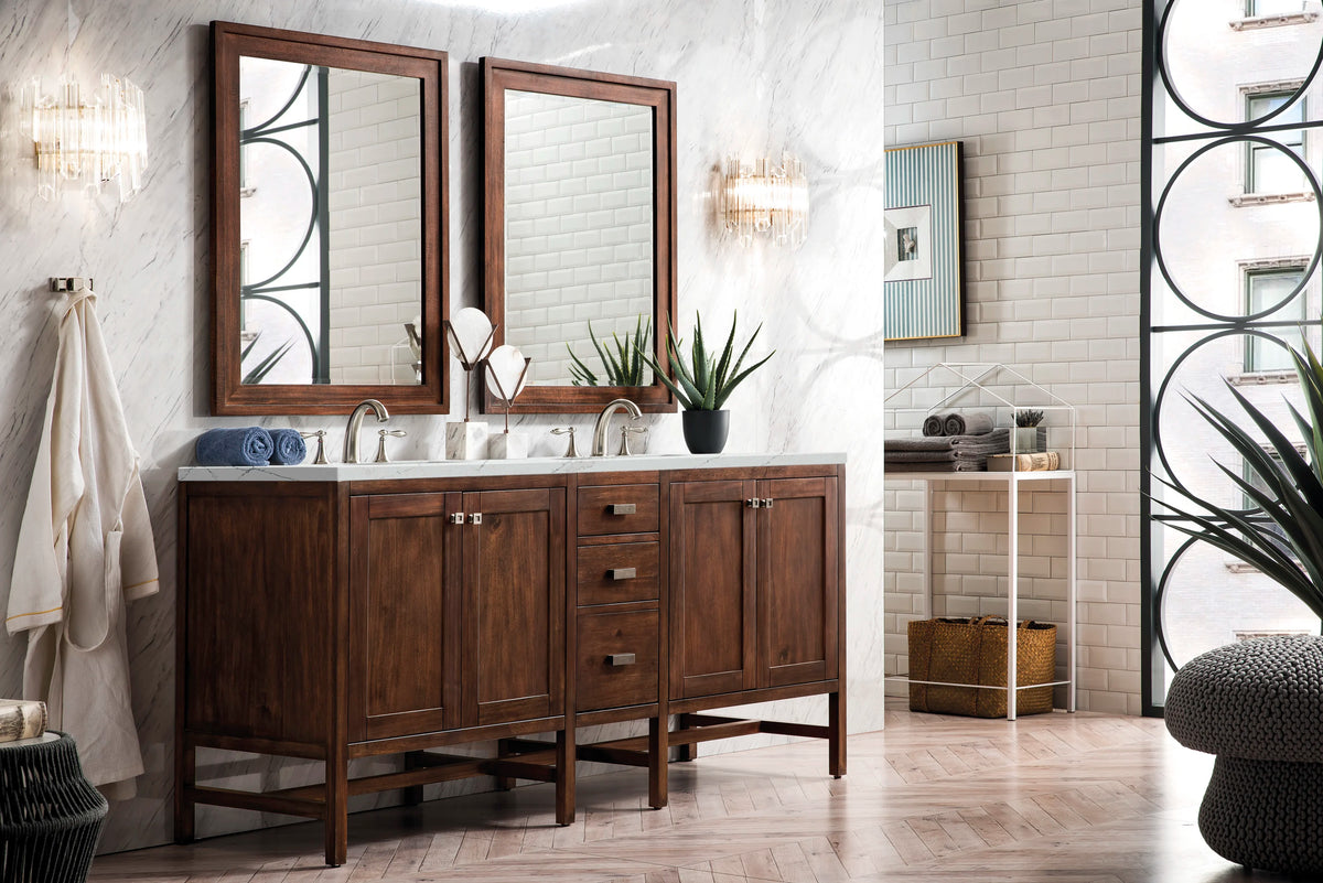 Addison 72" Double Vanity, Mid-Century Acacia w/ 3 CM Ethereal Noctis Silestone Top, view 3