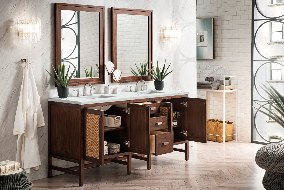 Addison 72" Double Vanity, Mid-Century Acacia w/ 3 CM Ethereal Noctis Silestone Top, view 4