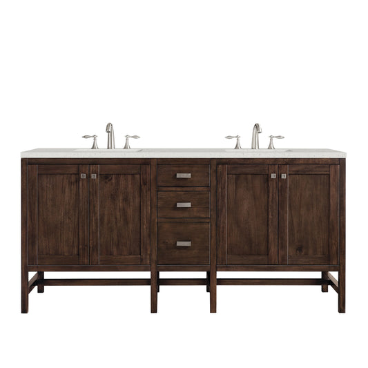 Addison 72" Double Vanity, Mid-Century Acacia w/ 3 CM Lime Delight Silestone Top