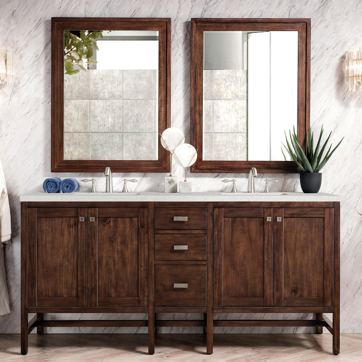 Addison 72" Double Vanity, Mid-Century Acacia w/ 3 CM Lime Delight Silestone Top, view 2