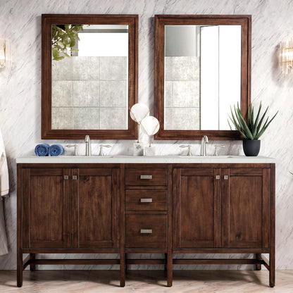 Addison 72" Double Vanity, Mid-Century Acacia w/ 3 CM Lime Delight Silestone Top, view 2