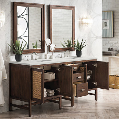 Addison 72" Double Vanity, Mid-Century Acacia w/ 3 CM Lime Delight Silestone Top, view 4