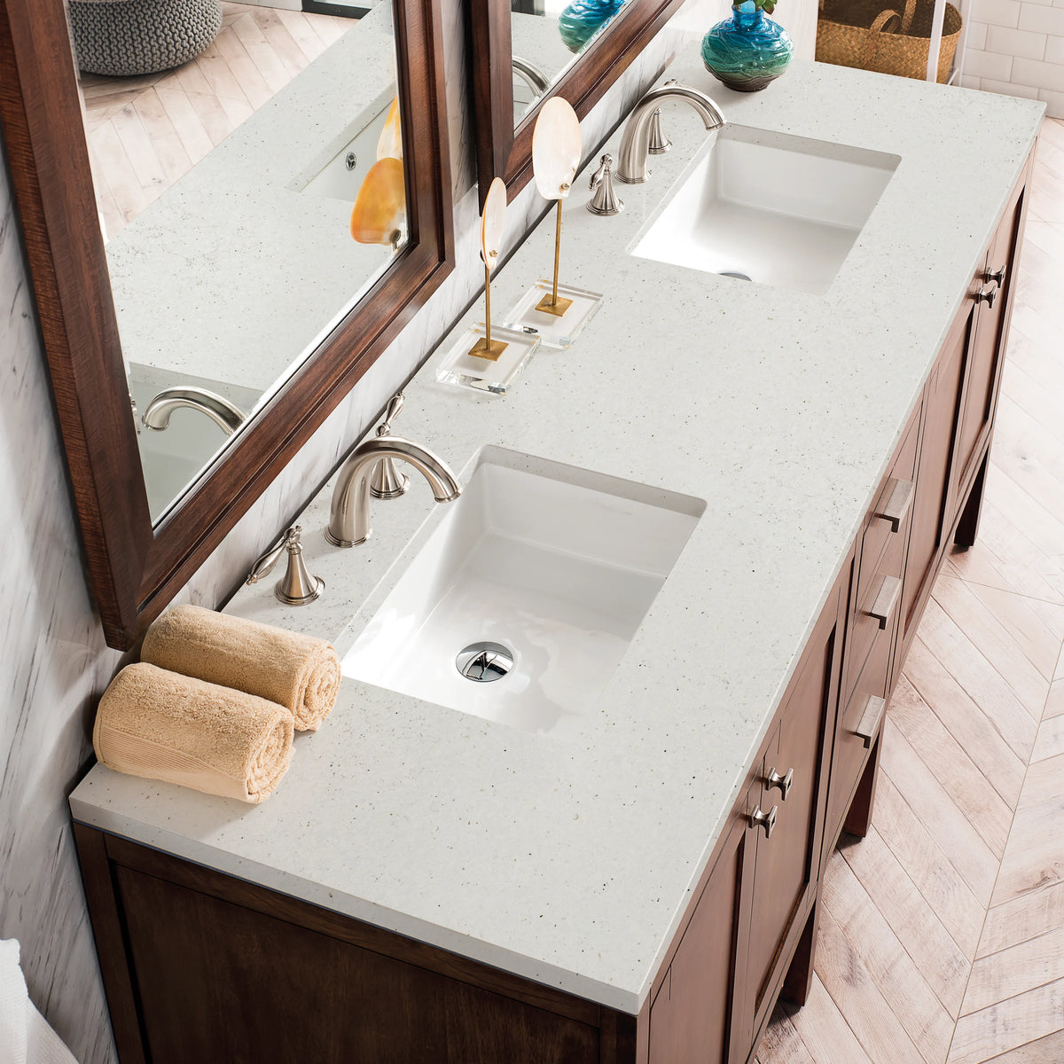 Addison 72" Double Vanity, Mid-Century Acacia w/ 3 CM Lime Delight Silestone Top, view 5