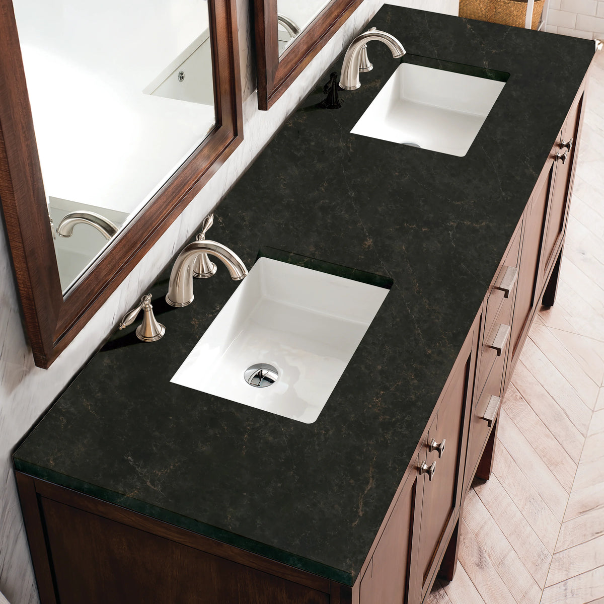 Addison 72" Double Vanity, Mid-Century Acacia, w/ 3 CM Phantome Eclos Top, view 4