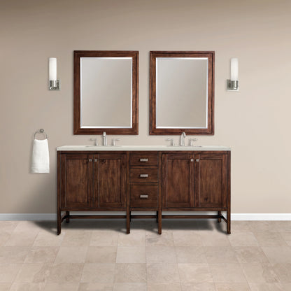 Addison 72" Double Vanity, Mid-Century Acacia, w/ 3 CM Siberian Silestone Top, view 2