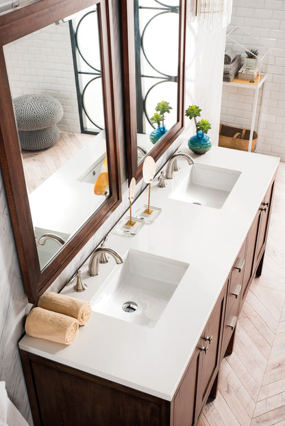 Addison 72" Double Vanity, Mid-Century Acacia w/ 3 CM White Zeus Silestone Top, view 3