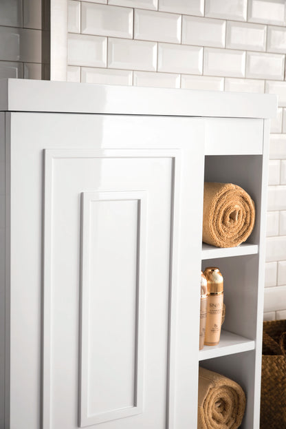 Renovate for Less Atlanta Alicante 24" Single Vanity, Glossy White, Brushed Nickel w/ White Glossy Composite Stone Top, view 4
