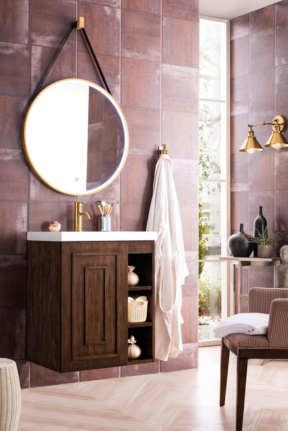 Alicante 24" Single Vanity, Mid-Century Acacia w/ White Glossy Composite Stone Top, view 3