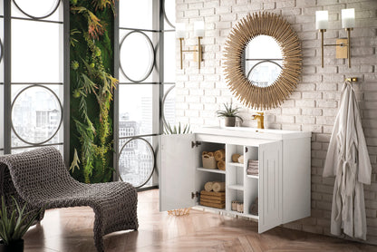 Alicante 39.5" Single Vanity, Glossy White w/ White Glossy Composite Stone Top, view 4