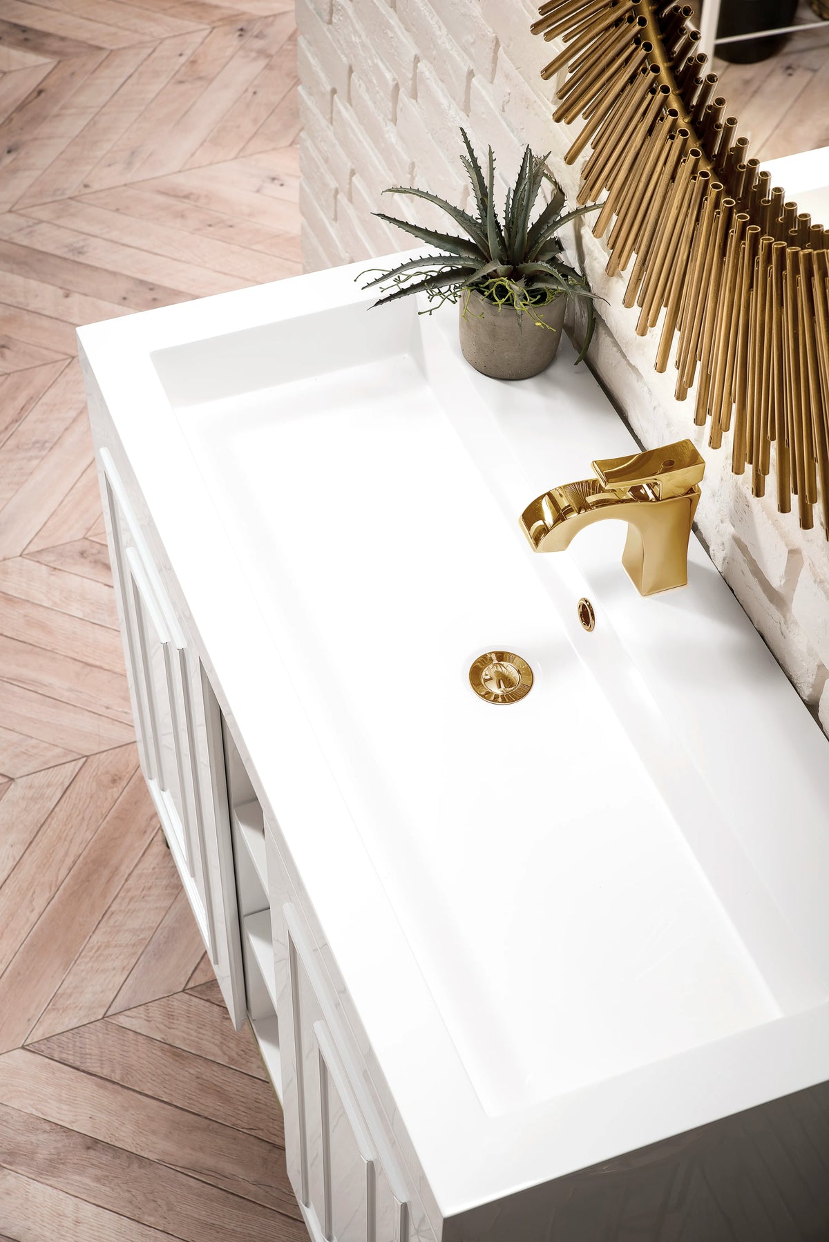 Alicante 39.5" Single Vanity, Glossy White w/ White Glossy Composite Stone Top, view 6
