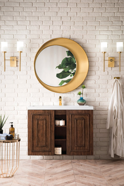 Alicante 39.5" Single Vanity, Mid-Century Acacia w/ White Glossy Composite Stone Top, view 2