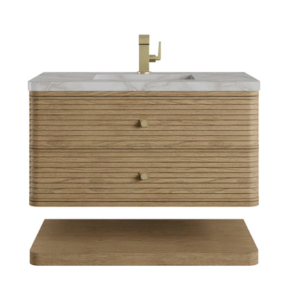 Allamari 36" Single Vanity, Dune Mist w/ Single Hole 3 CM Victorian Silver Silestone Top
