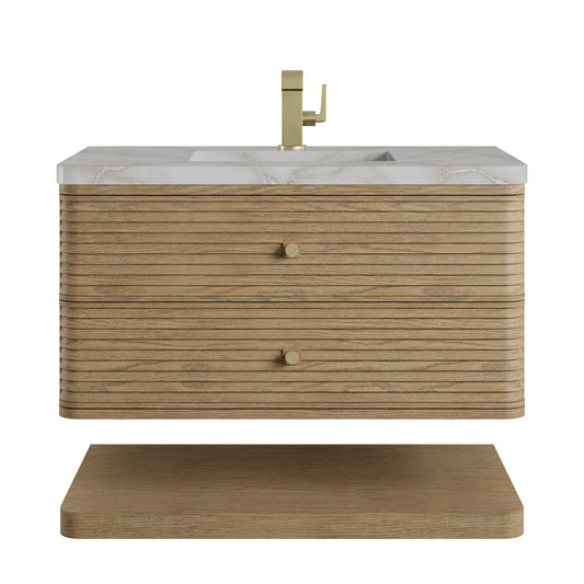 Allamari 36" Single Vanity, Dune Mist w/ Single Hole 3 CM Victorian Silver Silestone Top