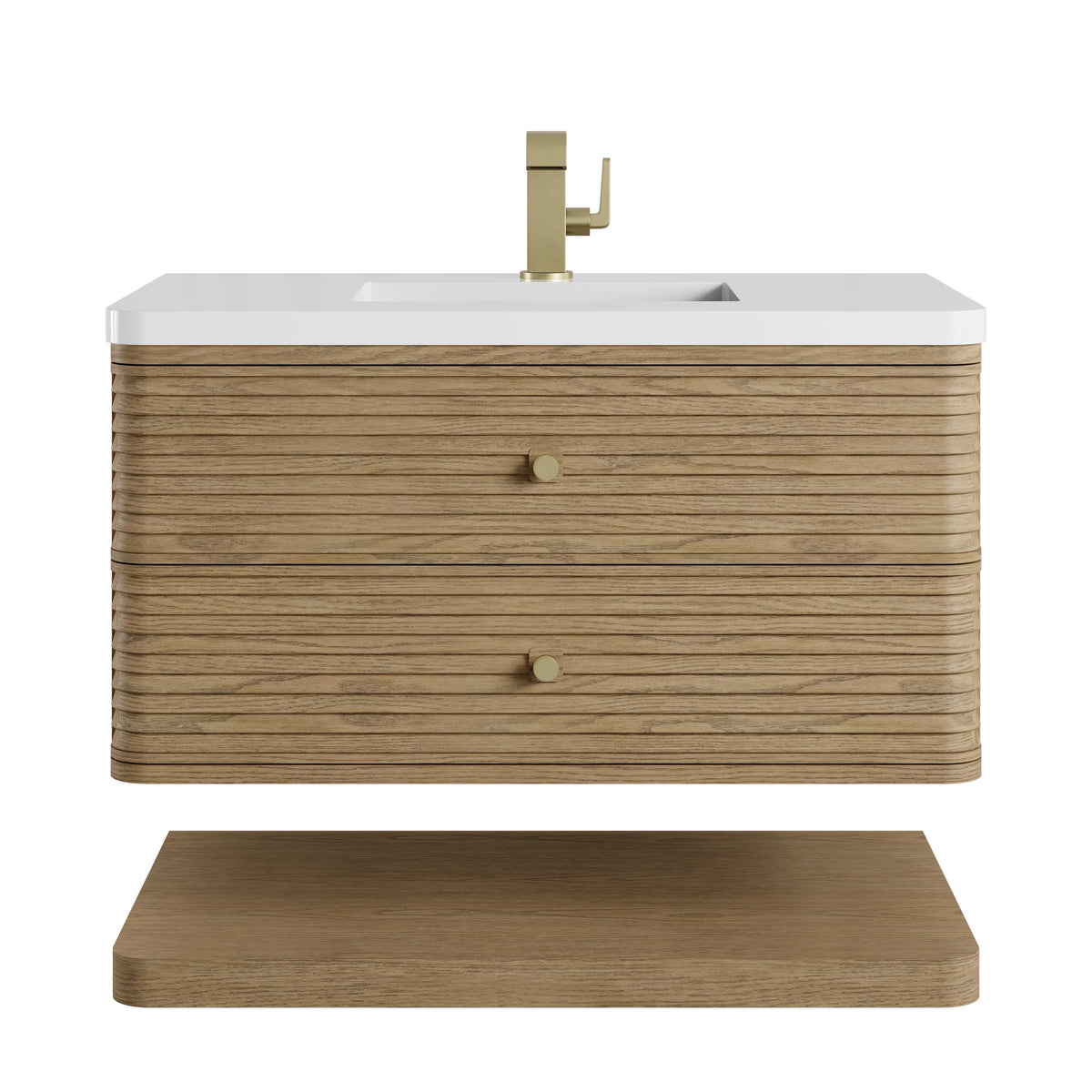 Allamari 36" Single Vanity, Dune Mist w/ Single Hole 3 CM White Zeus Silestone Top