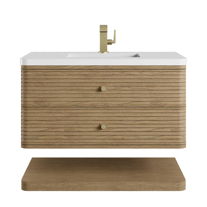 Allamari 36" Single Vanity, Dune Mist w/ Single Hole 3 CM White Zeus Silestone Top