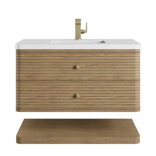 Allamari 36" Single Vanity, Dune Mist w/ Single Hole 3 CM White Zeus Silestone Top