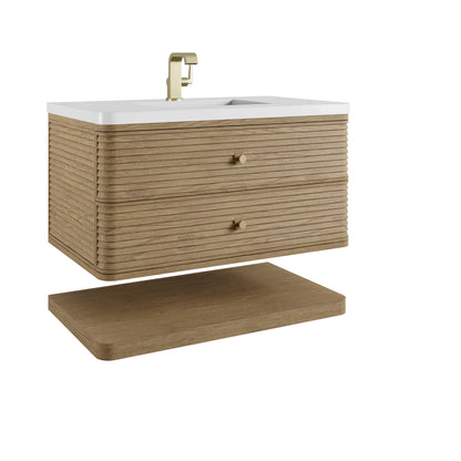 Allamari 36" Single Vanity, Dune Mist w/ Single Hole 3 CM White Zeus Silestone Top, view 14