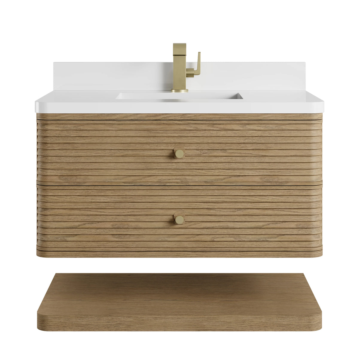 Allamari 36" Single Vanity, Dune Mist w/ Single Hole 3 CM White Zeus Silestone Top, view 2