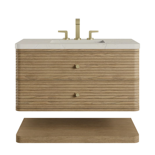 Allamari 36" Single Vanity, Dune Mist w/ 3 CM Siberian Silestone Top
