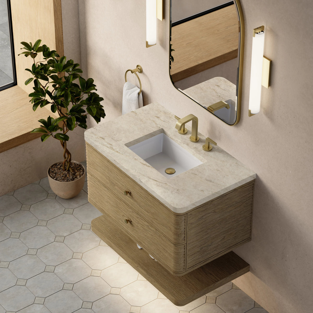 Allamari 36" Single Vanity, Dune Mist w/ 3 CM Tajnar Eclos Top, view 7