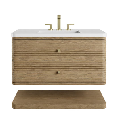 Allamari 36" Single Vanity, Dune Mist w/ 3 CM White Zeus Silestone Top