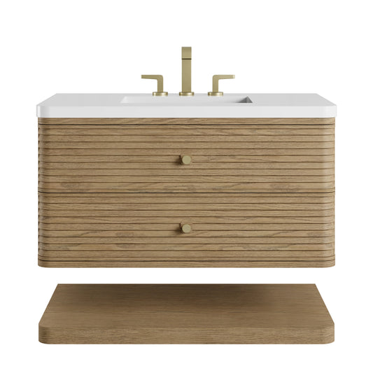 Allamari 36" Single Vanity, Dune Mist w/ 3 CM White Zeus Silestone Top