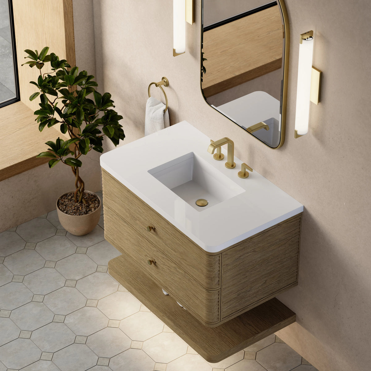 Allamari 36" Single Vanity, Dune Mist w/ 3 CM White Zeus Silestone Top, view 11