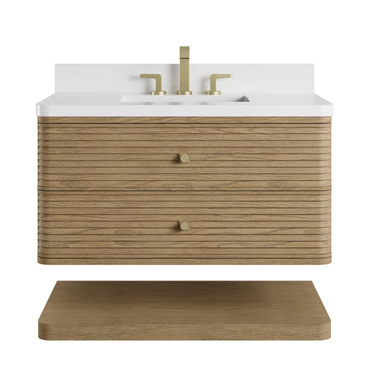 Allamari 36" Single Vanity, Dune Mist w/ 3 CM White Zeus Silestone Top, view 2