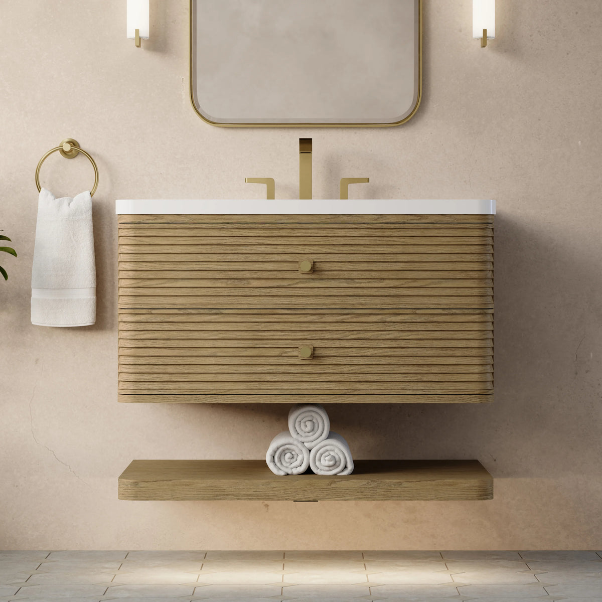 Allamari 36" Single Vanity, Dune Mist w/ 3 CM White Zeus Silestone Top, view 5
