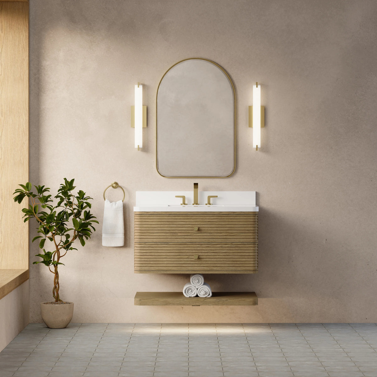Allamari 36" Single Vanity, Dune Mist w/ 3 CM White Zeus Silestone Top, view 6