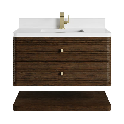 Allamari 36" Single Vanity, Sable w/ Single Hole 3 CM White Zeus Silestone Top, view 2